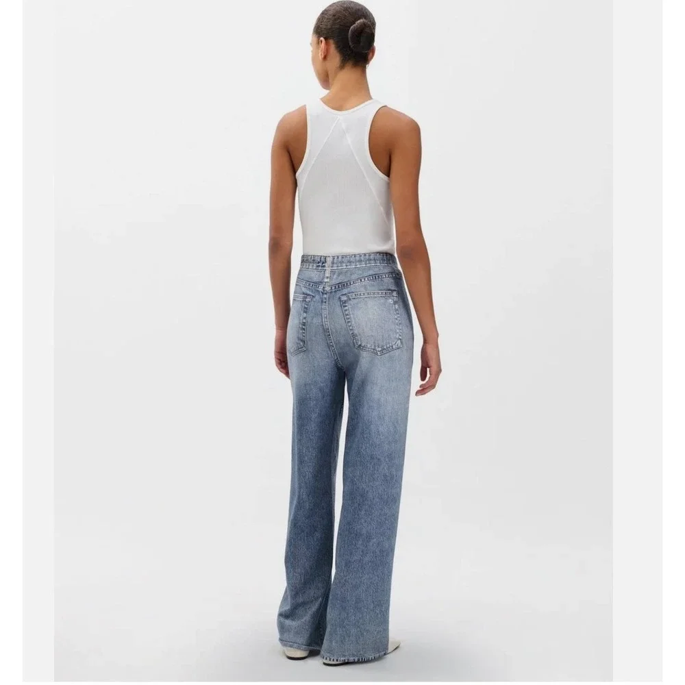 Rag & Bone Womens Miramar Wide-Leg Sweatpant Jeans Pant Blue Light Wash 28 - Picture 2 of 13